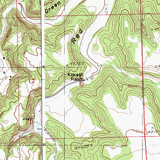 Topographic Map of Koksh Ranch, WY