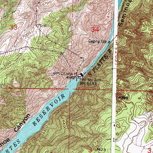 Topographic Map of Kortes Dam, WY