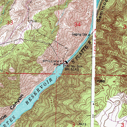 Topographic Map of Kortes Reservoir, WY