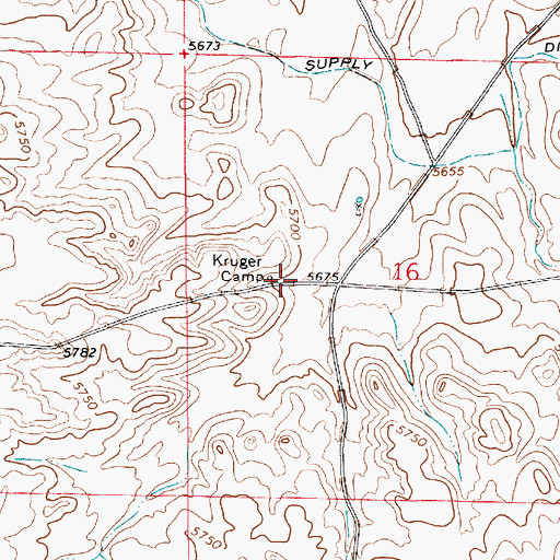 Topographic Map of Kruger Camp, WY