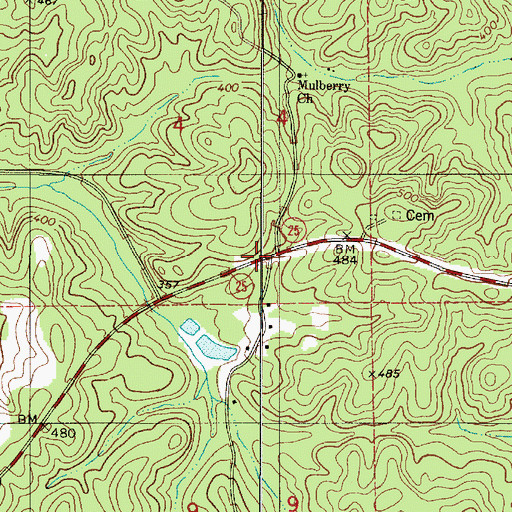Topographic Map of Mertz, AL