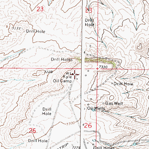 Topographic Map of Kyle Oil Camp, WY