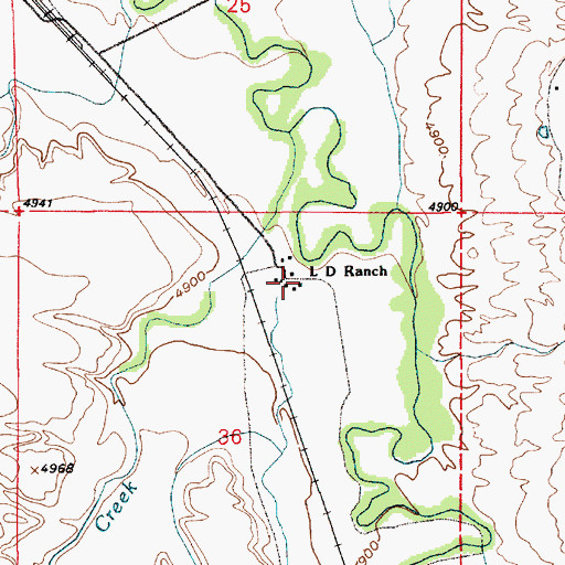 Topographic Map of L D Ranch, WY