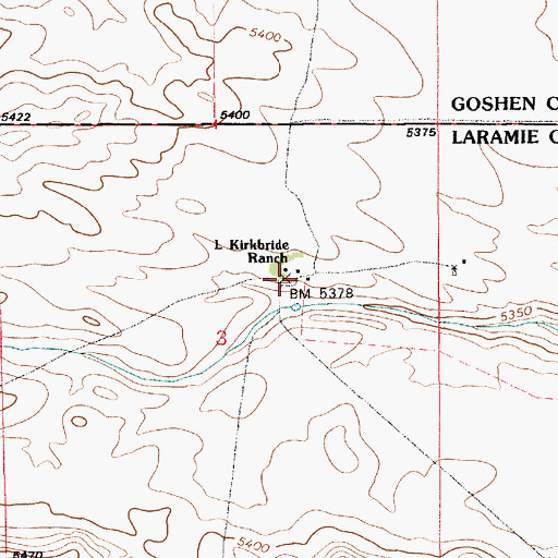 Topographic Map of L Kirkbride Ranch, WY