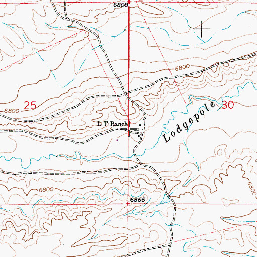 Topographic Map of L T Ranch, WY