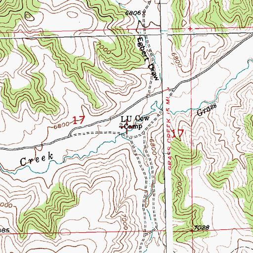 Topographic Map of L U Cow Camp, WY