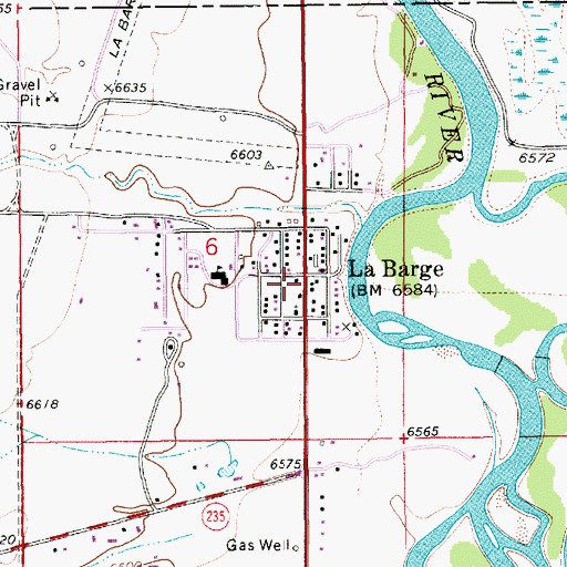 Topographic Map of La Barge, WY