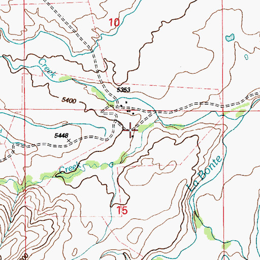 Topographic Map of La Bonte Ranch, WY