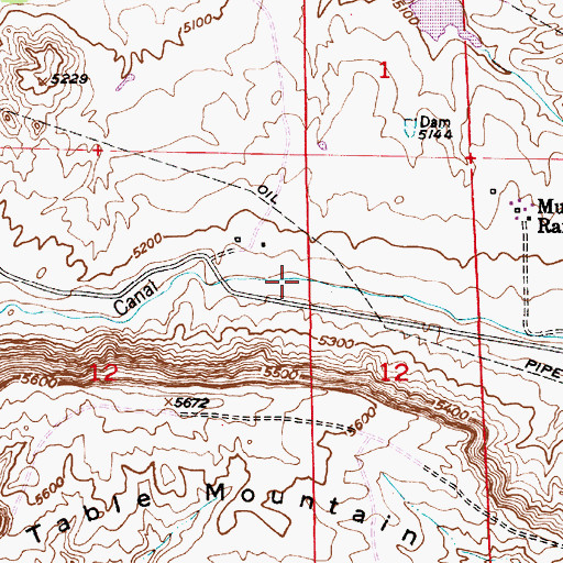 Topographic Map of La Prele Main Canal, WY