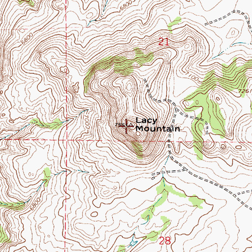 Topographic Map of Lacy Mountain, WY