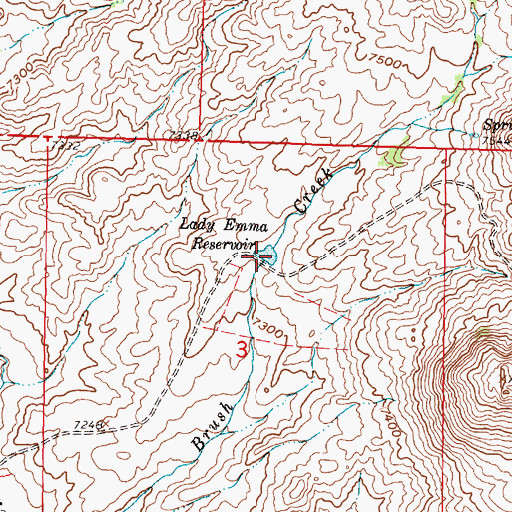 Topographic Map of Lady Emma Reservoir, WY