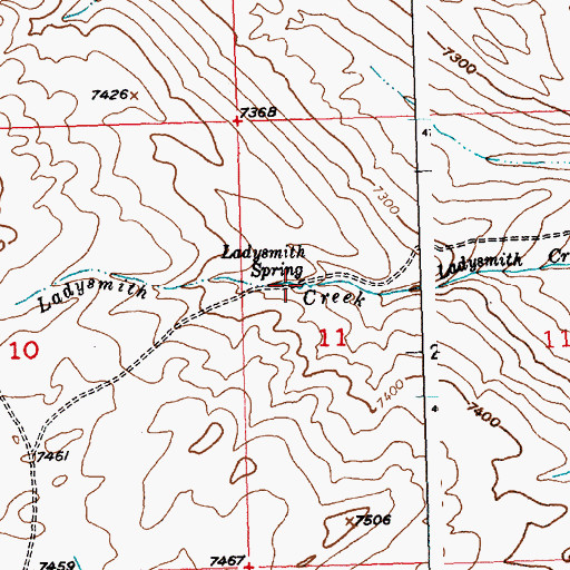 Topographic Map of Ladysmith Spring, WY