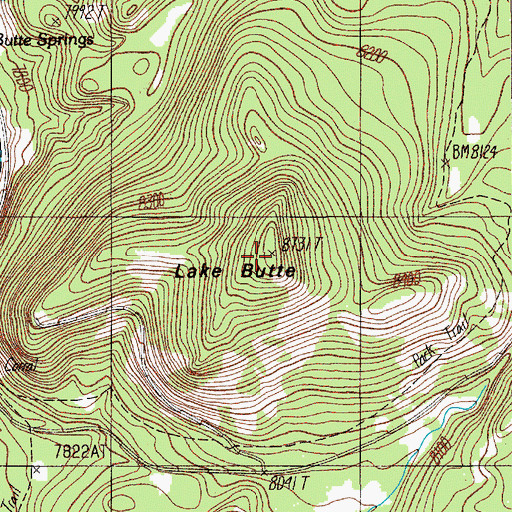 Topographic Map of Lake Butte, WY