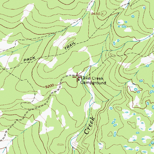 Topographic Map of Lake Creek Campground, WY