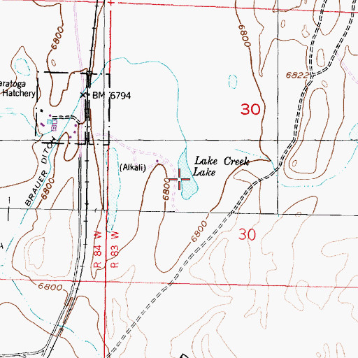 Topographic Map of Lake Creek Lake, WY