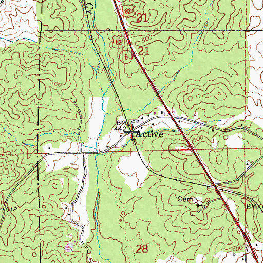 Topographic Map of Active, AL