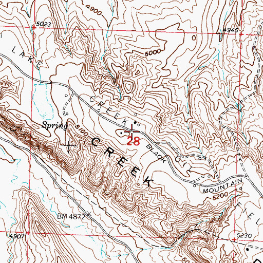 Topographic Map of Lake Creek Oil Field, WY
