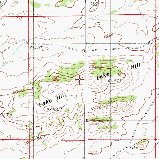 Topographic Map of Lake Hill, WY