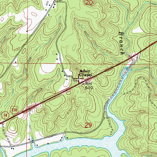 Topographic Map of Adair Chapel, AL