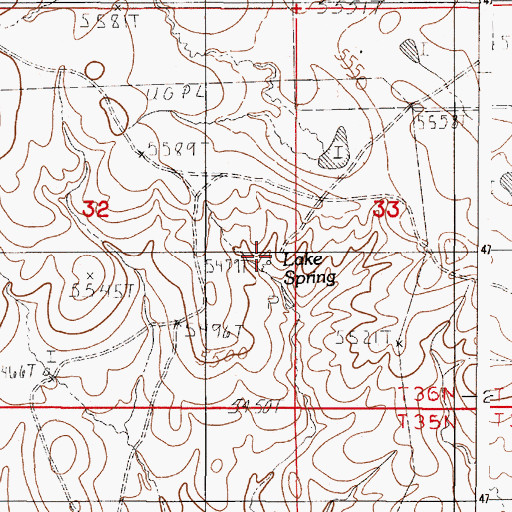 Topographic Map of Lake Spring, WY