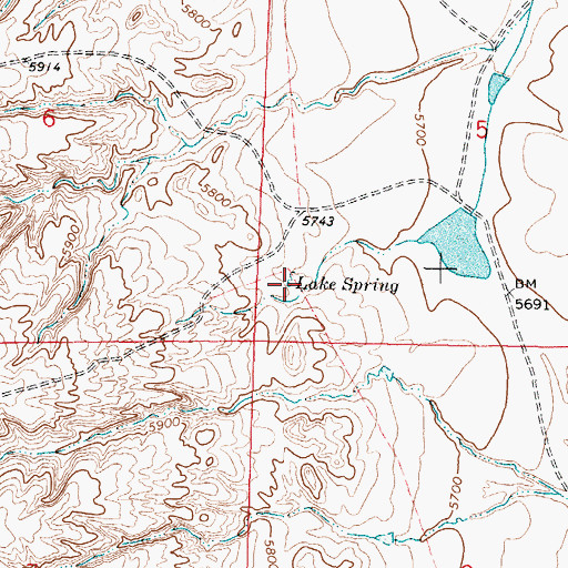 Topographic Map of Lake Spring, WY