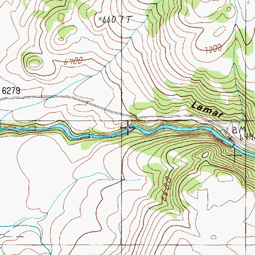 Topographic Map of Lamar Canyon, WY