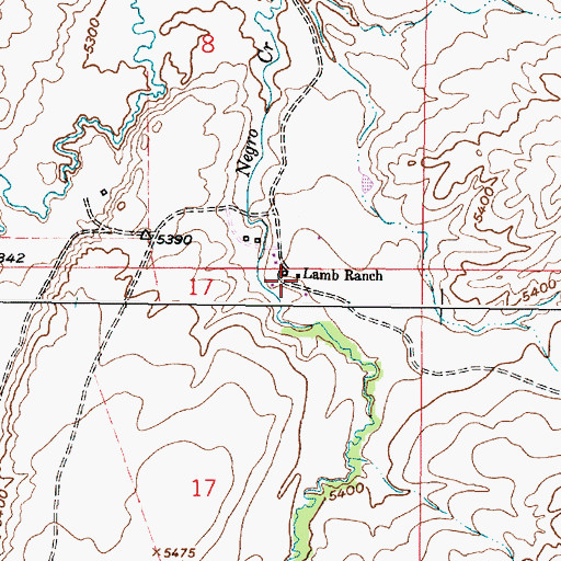 Topographic Map of Lamb Ranch, WY