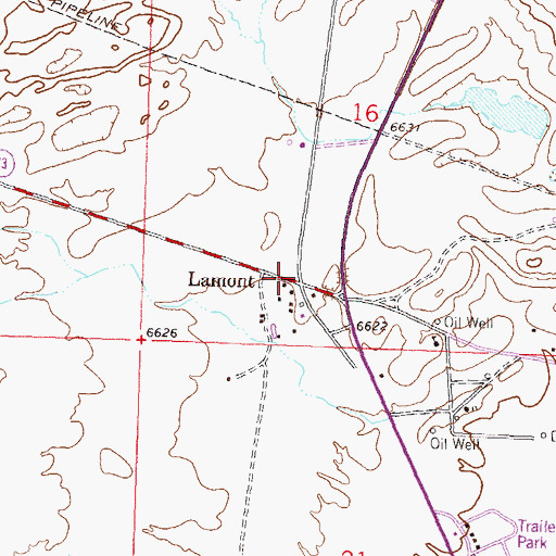 Topographic Map of Lamont, WY