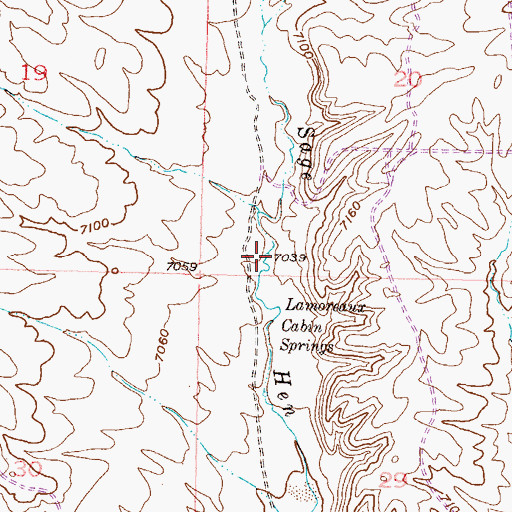 Topographic Map of Lamoreaux Cabin Springs, WY