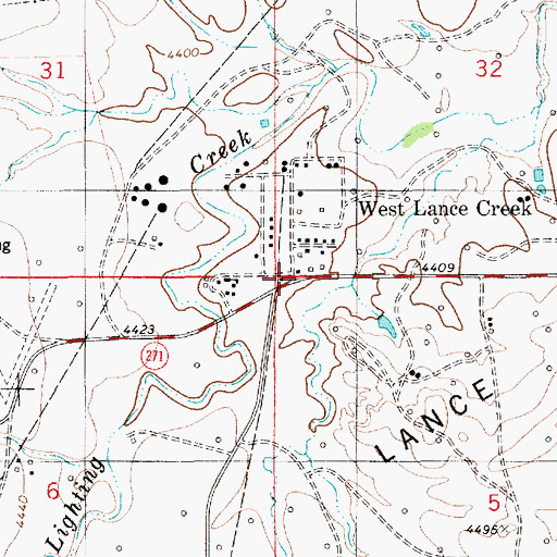 Topographic Map of Lance Creek Elementary School, WY