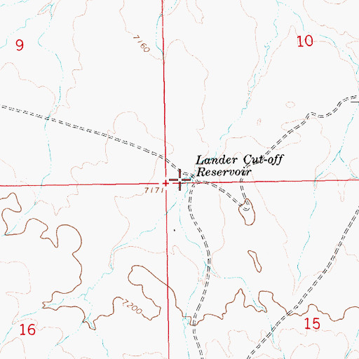 Topographic Map of Lander Cut-off Reservoir, WY