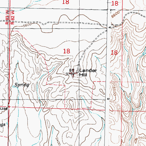 Topographic Map of Lander Hill, WY