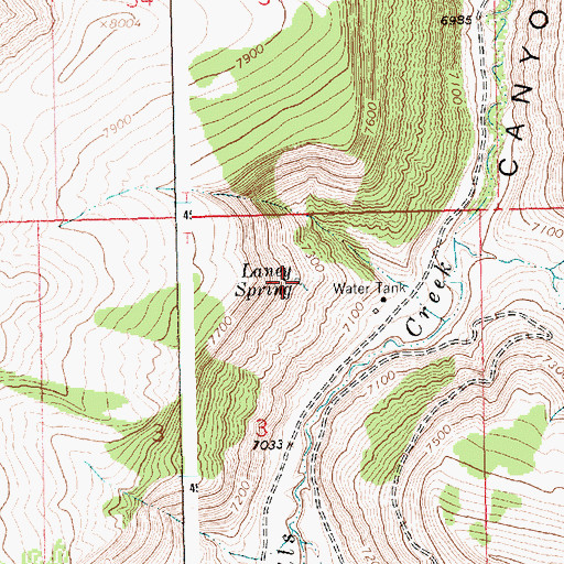 Topographic Map of Laney Spring, WY