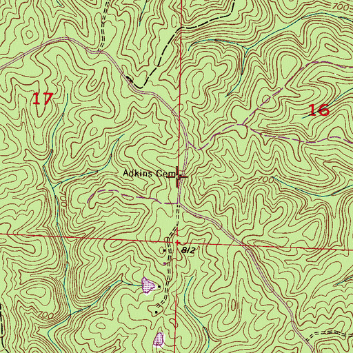 Topographic Map of Adkins Cemetery, AL
