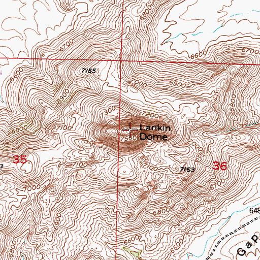 Topographic Map of Lankin Dome, WY