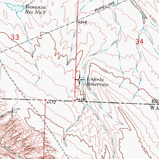 Topographic Map of Lapula Reservoir, WY