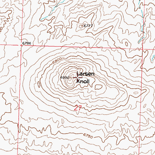 Topographic Map of Larsen Knoll, WY