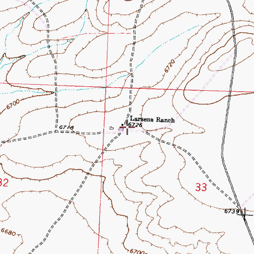 Topographic Map of Larsens Ranch, WY