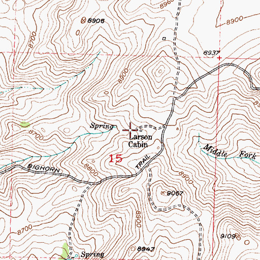 Topographic Map of Larson Cabin, WY