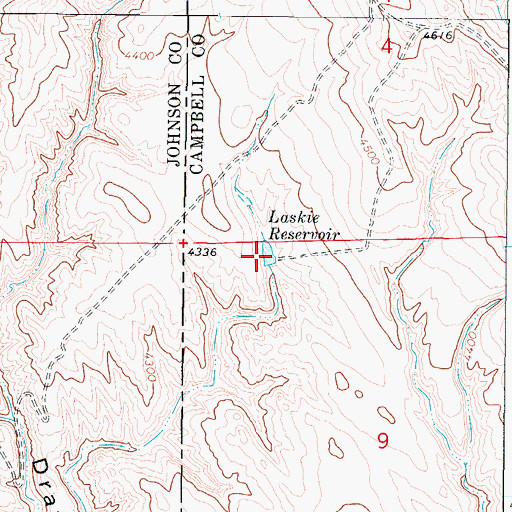 Topographic Map of Laskie Reservoir, WY