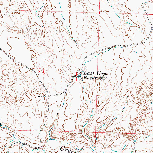 Topographic Map of Last Hope Reservoir, WY