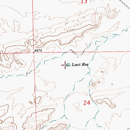 Topographic Map of Last Reservoir, WY
