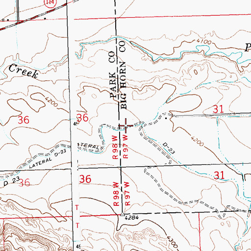 Topographic Map of Lateral D-23, WY