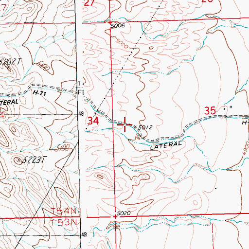 Topographic Map of Lateral H-71, WY