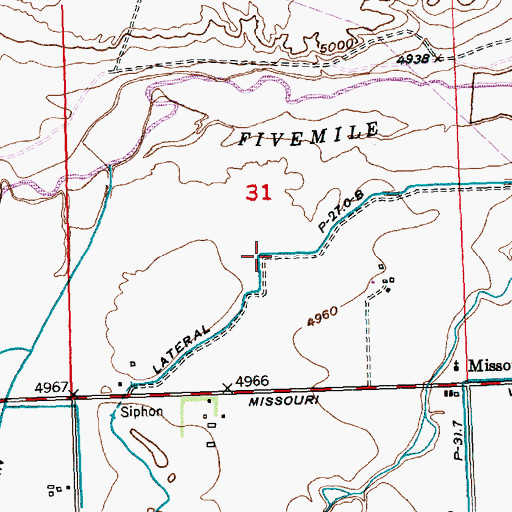 Topographic Map of Lateral P-27.0- B, WY