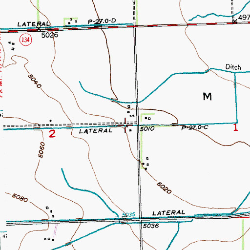 Topographic Map of Lateral P-27.0- C, WY