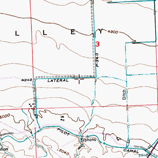 Topographic Map of Lateral P-34.0, WY