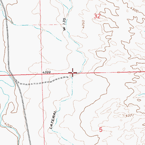 Topographic Map of Lateral W 135, WY