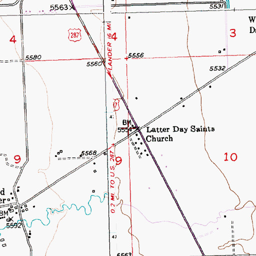 Topographic Map of Latter Day Saints Church, WY