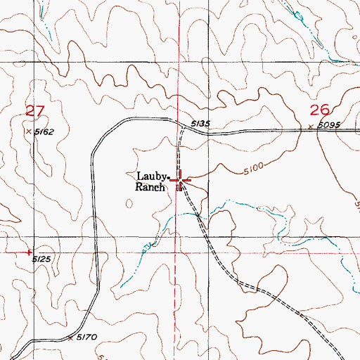 Topographic Map of Lauby Ranch, WY